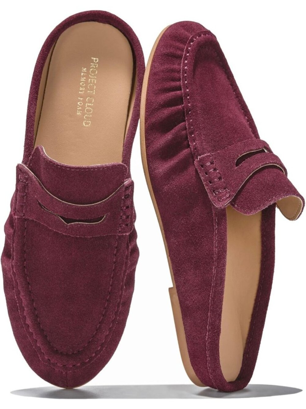 Women's Burgundy Suede Memory Foam Insole Flats-Lightweight Loafers & Slip-ons